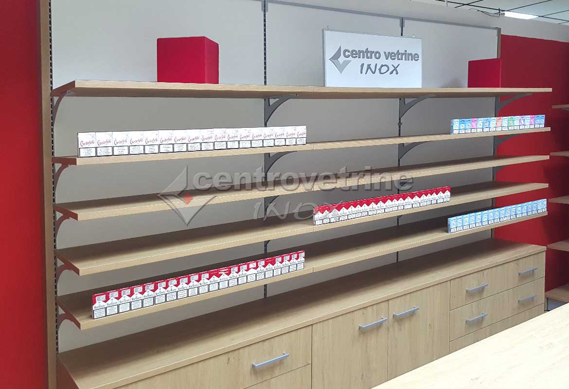 retrobanco tabaccheria ricevitoria da 300 Super Nat arredamenti centro vetrine inox